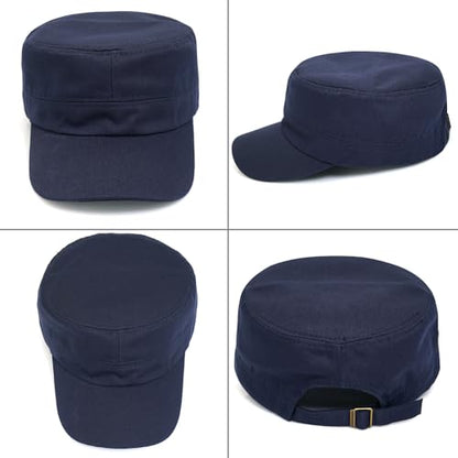 Unisex Basic Cadet Army Caps Everyday Military Style Hat - color: Navy Blue