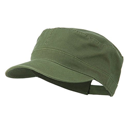 Garment Washed Adjustable Army Cap - color: Olive