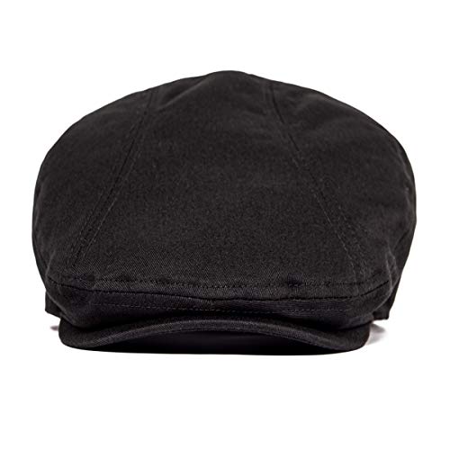 BOTVELA Men Cotton Twill Newsboy Flat Hat Fitted Cap - color: Black, size: 7 1/8