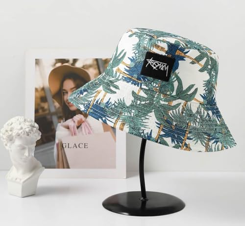 Quanhaigou Bucket Hats Unisex Summer Travel Beach Fisherman Cap for Men Women Teens - color: Coconut Palm