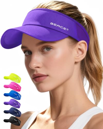 BEACE Sun Visor Hat Women Men-Sports Lightweight Wicking Stretchy Sunvisor Cap for Golf Tennis Running Pickleball Beach - color: Purple