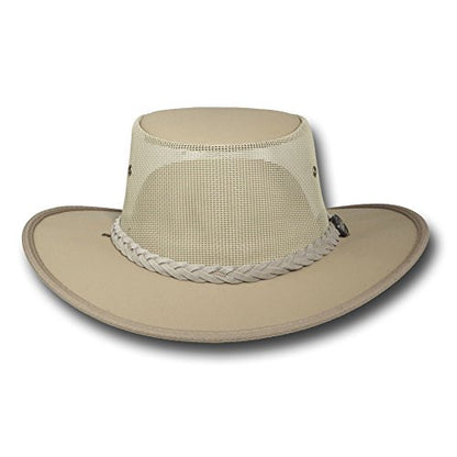 Mesh Drover Cotton Canvas Hat by Barmah - color: Beige, size: XX-Large
