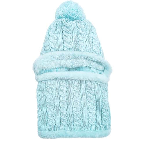 HUAMULAN Women Winter Knit Beanie Hats One Piece Fleece Lined Balaclavas - color: Light Blue