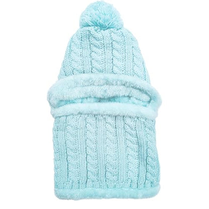 HUAMULAN Women Winter Knit Beanie Hats One Piece Fleece Lined Balaclavas - color: Light Blue