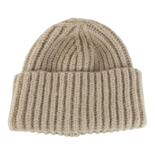 Heavyweight Thick Knit Warm Winter Beanie - color: Beige