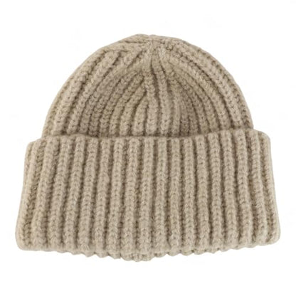 Heavyweight Thick Knit Warm Winter Beanie - color: Beige