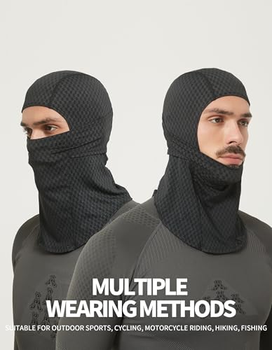 Summer Balaclava Cycling Full Face Mask Cooling Ice Silk UV Protection Breathable Face Cover for Men & Women - color: Black