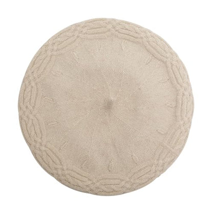 ZLYC Women French Beret Hat Reversible Solid Color Knit Warm Artist Cap - color: Cable Knit Beige