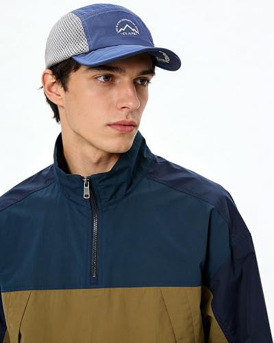 CLAPE Quick Dry Short Brim 5 Panel Hat, Water Resistant Nylon Cap - color: Clsb03-blue