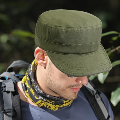 Cadet Hat Flat Top Hats Army Military Caps for Men Women - color: Green 7