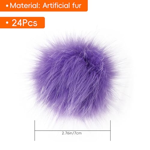 24 Pcs 2.8 Inch Faux Fur Pom Poms for Hats with Elastic Loop - color: Bright Color-24PCS
