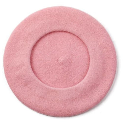 Women Beret Classic French Hat - Elegent Black Wool Beret for Party Romantic French Themed Fancy Dress(Size:S/M) - color: Pink