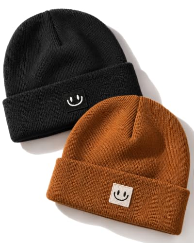 FURTALK Baby Beanie Toddler Winter Hat Boys Girls Kids Warm Knitted Cap - color: Camel+black, size: 6-36 Months