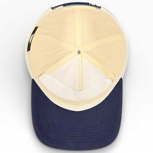 E BY ELIDAN Two Tone A-Frame Trucker Hat, 5-Panel Blank Baseball Snapback - color: Stone Navy