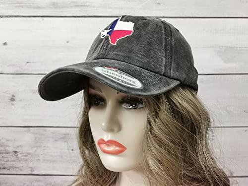 America State City Flag Hats - color: Texas Map Flag (Washed Black)