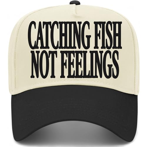 Catching Fish Not Feelings Hat - color: Black/Natural