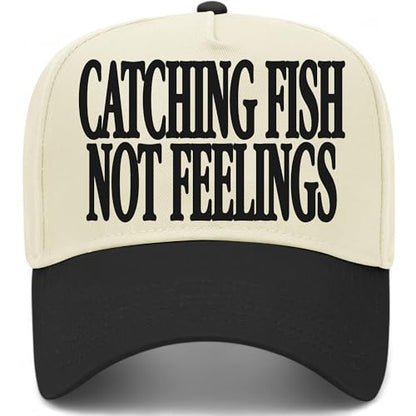 Catching Fish Not Feelings Hat - color: Black/Natural