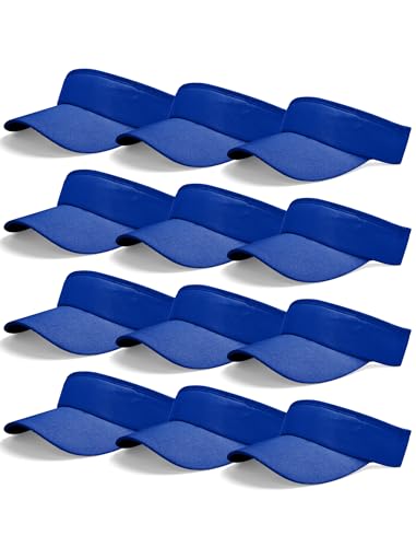 12 Pack Sun Visor Hats Softball Adjustable Cap Sun Protection for Women Men - color: Royal Blue