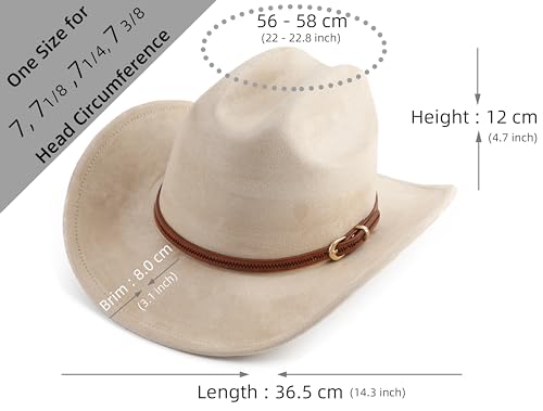 Pro Celia Cowboy Hat for Women and Men Wide Brim Western Cowgirl Hat - color: Beige