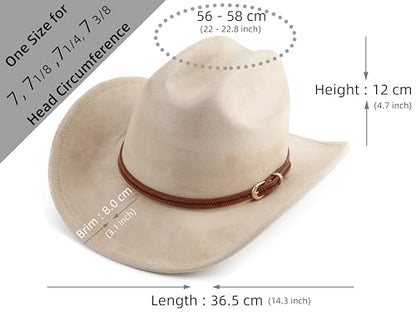 Pro Celia Cowboy Hat for Women and Men Wide Brim Western Cowgirl Hat - color: Beige