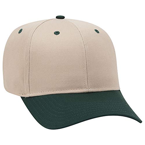 OTTO 6 Panel Pro Style Cotton Blend Twill Cap - color: Dk.grn/Kha