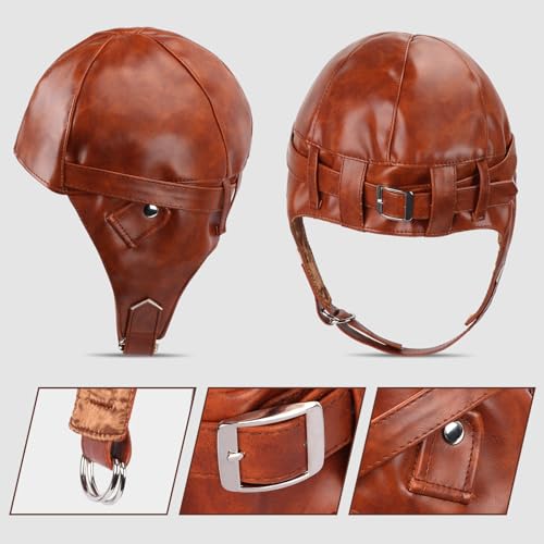 Kyson Aviator Costume 4Pcs 1920s Vintage Aviator Hat With Goggles White Scarf Brooch for Halloween Aviation Pilot Theme Party - color: Set B