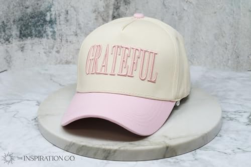 THE INSPIRATION CO. Grateful Hat - Inspirational Embroidered Baseball Cap for Women & Men, Adjustable Hat - color: Pink