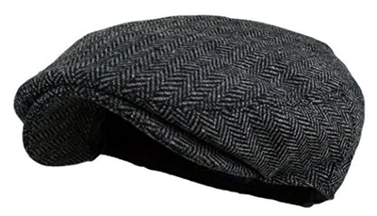 Wonderful Fashion Men's Classic Herringbone Tweed Wool Blend Newsboy Ivy Hat (Large/X-Large, Charcoal) - color: Dark Grey, size: Small-Medium