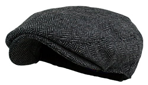 Wonderful Fashion Men's Classic Herringbone Tweed Wool Blend Newsboy Ivy Hat (Large/X-Large, Charcoal) - color: Dark Grey, size: Large-X-Large