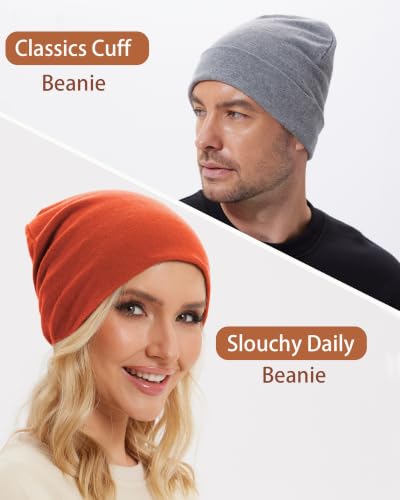 Thin 100% Cotton Fine-Knit Beanie Hat Slouchy Soft Chemo Skull Cap - color: 1-orange