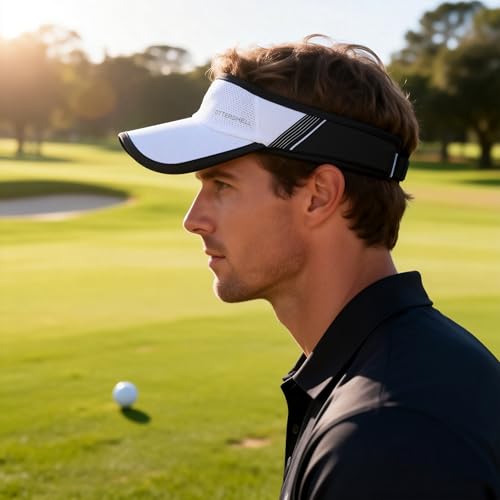 Cooling Sports Sun Visor Hat for Men & Women - color: White - Black