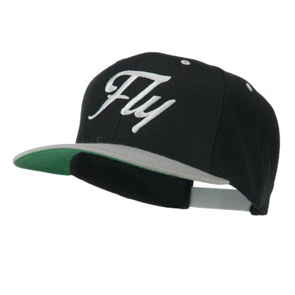 e4Hats.com Fly Embroidered Flat Bill Cap - color: Black Silver
