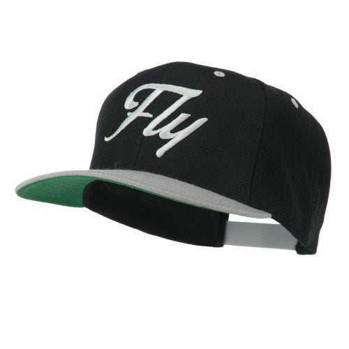 e4Hats.com Fly Embroidered Flat Bill Cap - color: Black Silver