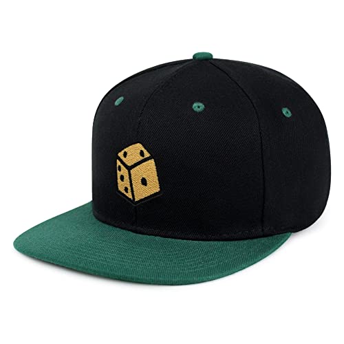 Dice Hip-Hop Snapback Hat Embroidered Baseball Cap Cute Board Game - color: 17. Black/Green