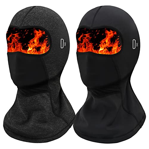 2 Pack Balaclava Winter Ski Mask for Men Women Windproof Warm Face Mask for Skiing, Snowboarding, Motorcycle Riding - color: 1 Black+1 Grey