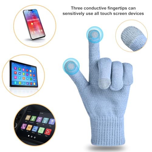 Loritta 3 in 1 Womens Winter Hat Gloves Scarf Set, Warm Hat Mittens - color: Blue