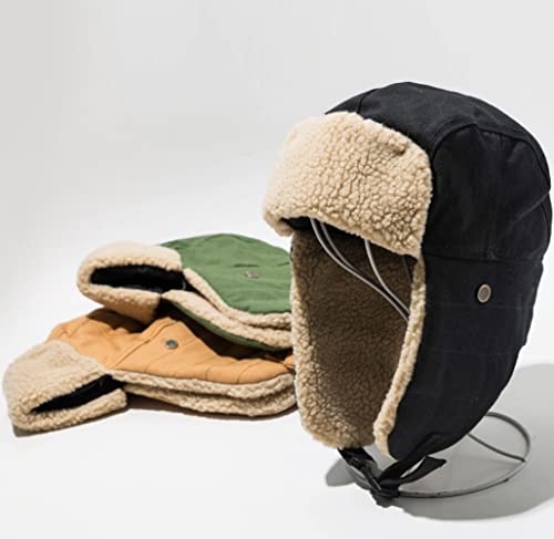 Unisex Winter Hats with Ear Flaps Cotton Trapper Hat Aviator Windproof Ski Cap Buckle Closure Ushanka Outdoor - color: A-blue
