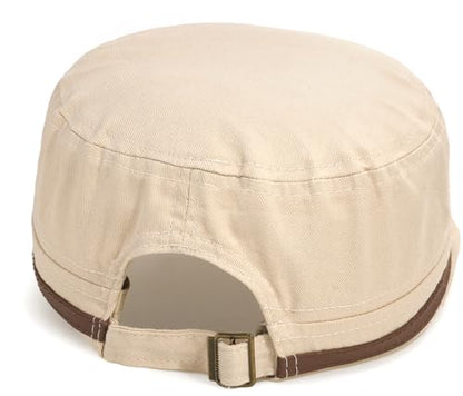 Army Cadet Cap for Men Women Military Flat Top Cap Baseball Caps - color: Star Khaki