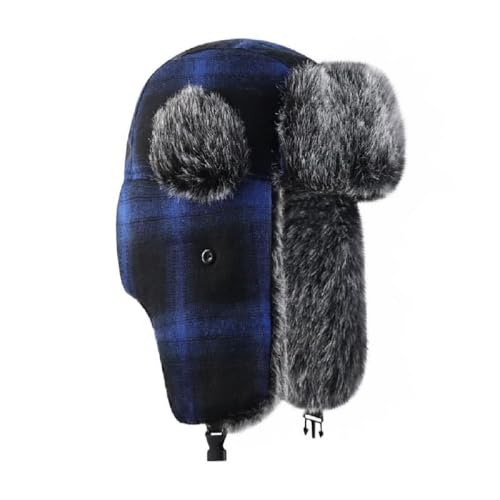 ASWER Trapper Warm Russian Trooper Hat Winter Skiing Cap Women Men Windproof - color: Y-blue