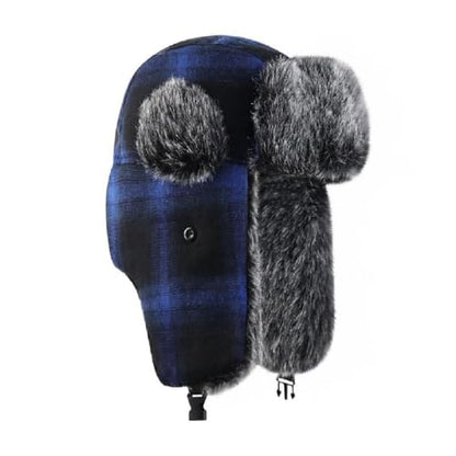 ASWER Trapper Warm Russian Trooper Hat Winter Skiing Cap Women Men Windproof - color: Y-blue