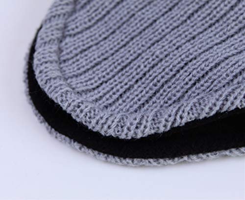 Connectyle Men's Knit Winter Hat with Ear Flaps Fleece Lined Beanie Warm Knitted Skull Cap Beanies Watch Hat - color: Light Grey