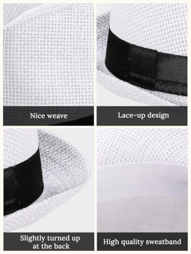 BABEYOND Men's 1920s Short Brim Trilby Fedora Hat - color: U-white