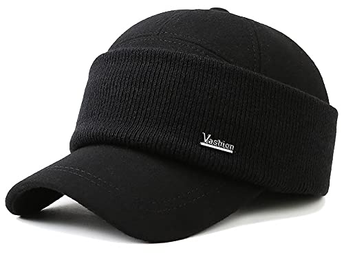 Mens Winter Beanie Hat Earflaps with Brim and Scarf Snow Ski Caps Baseball Cap for Outdoor Sport