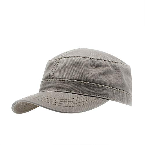 The Vintage Year Heavy Stitch Washed Cotton Cadet Hat Military Army Cap - color: Dark Khaki Heavy Stitching, size: One Size