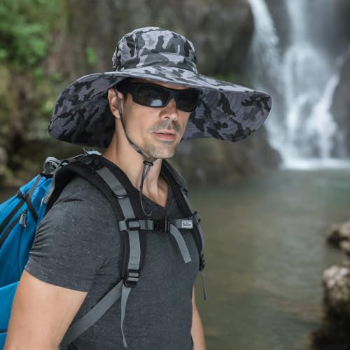 HUAMULAN Men Wide Brim Sun Hat Summer Outdoor Women Bucket Fishing Hats - color: A7ywmh3-micaishenhui