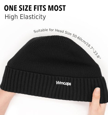 Wmcaps Winter Fleece Lined Beanie Stocking Cap with Reflective Logo - color: Black