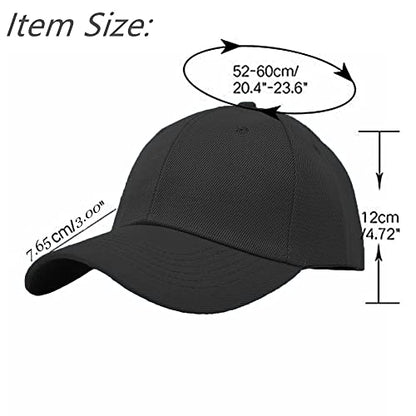 Glory Max Plain Baseball Cap Hook & Loop Strap Adjustable Solid Blank Curved Visor Hat - color: Black