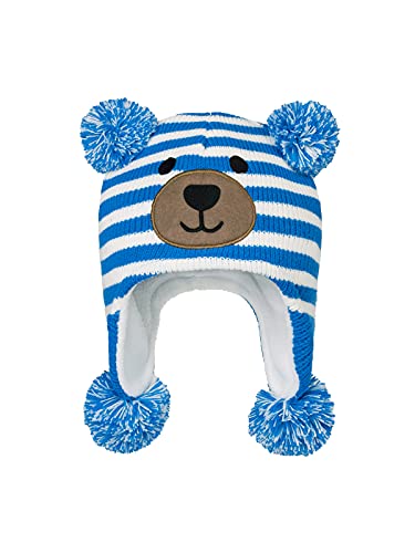 Baby Winter Hat Toddler Beanie Warm Fleece Lined Earflap Cap with Pom Pom - color: O1pc Bear Blue, size: 1-2T