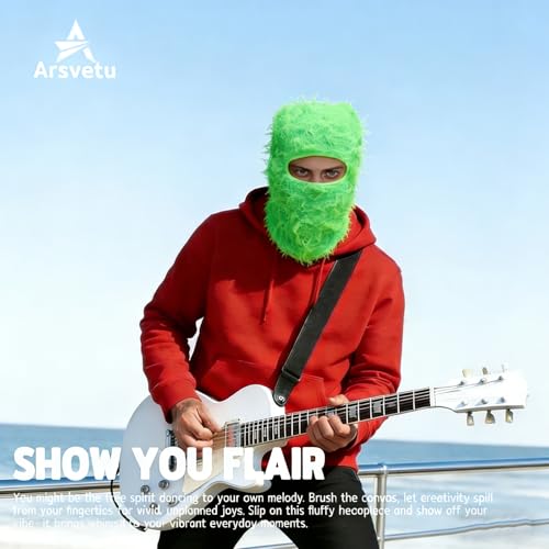 Distressed Ski Mask Balaclava, Yeat Shiesty Knitted Full-Face Mask - color: Lightgreen