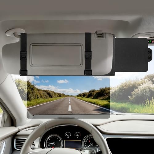 Veharvim Sun Visor Extender for Car (Polarized, UV400, PC Lens, Side Sunshade, Straps&Adjusters), Car Visor Extender Sun Blocker, Visor Extender Attachment, Anti-Glare for Safe Driving(Driver Side) - size: Driver Side